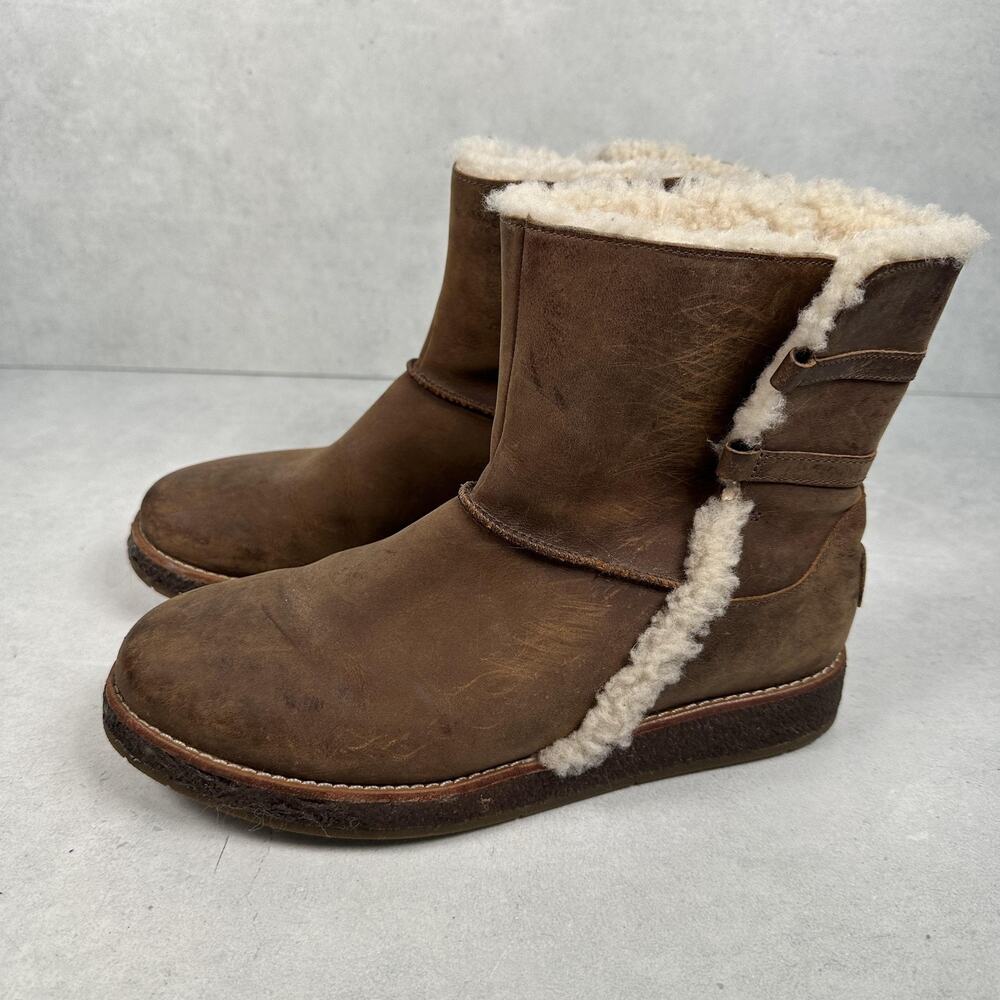 UGG Boots Womens Size 6.5 Brown Luisa Shearling Lined Leather - Picture 4 of 14